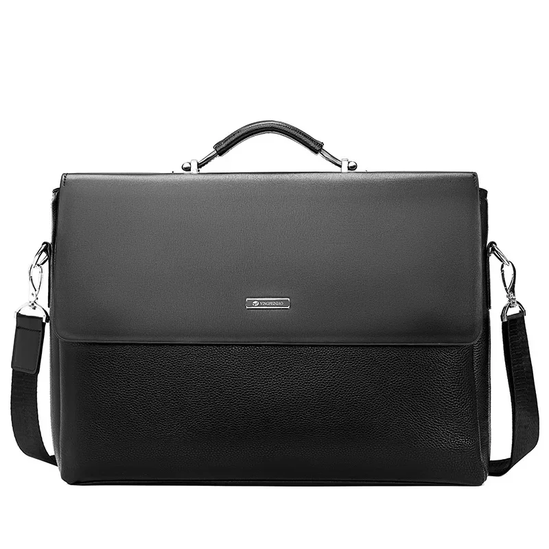 Maleta de couro PU para homens, bolsa de luxo, Office Man Laptop, grande capacidade, ombro masculino Messenger Bag