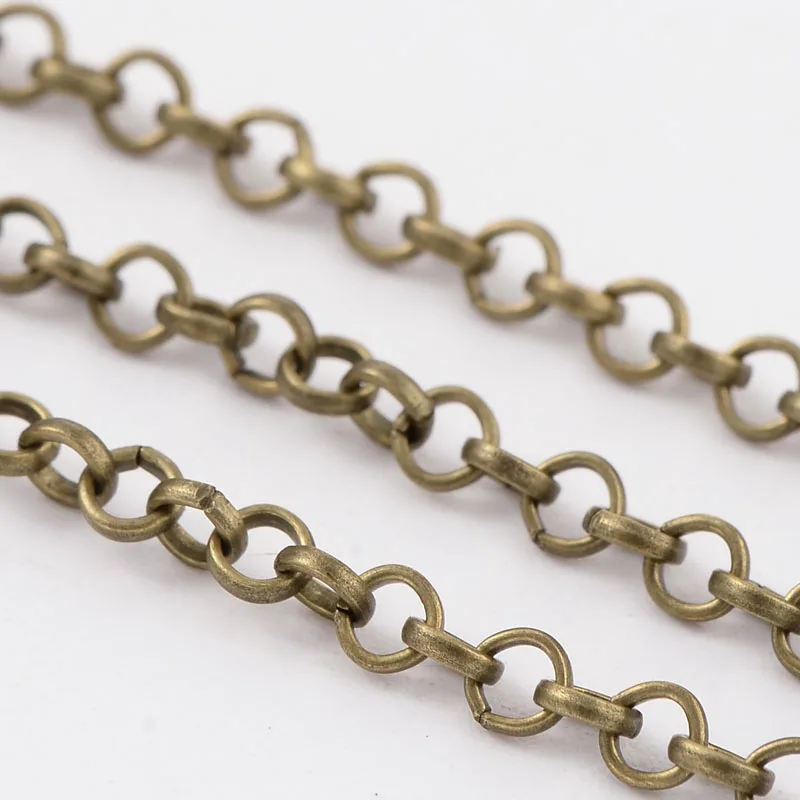 32.8 Feet/11Yards Iron Chains Unwelded Findings with Spool Lead Free and Nickel Free Chains Bronze Color Chains for DIY Bracelet