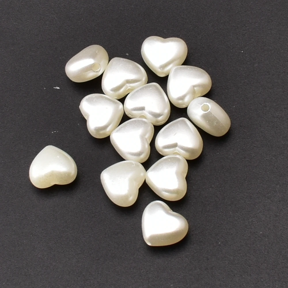 50pcs/lot beige Love beads ABS imitation pearl round straight hole DIY accessories for jewelry making