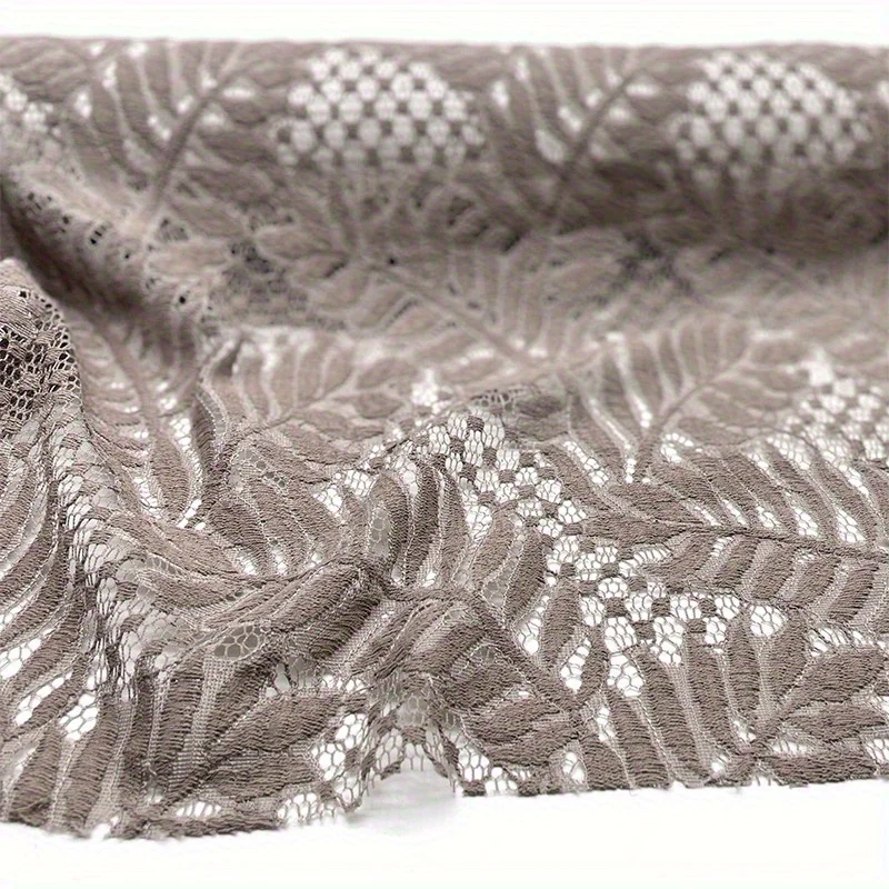 2 Yards Khaki Gray Cut Out Leaf Semi-Transparent Soft Lace Fabric Spring and Summer Suspender Dress Fabric