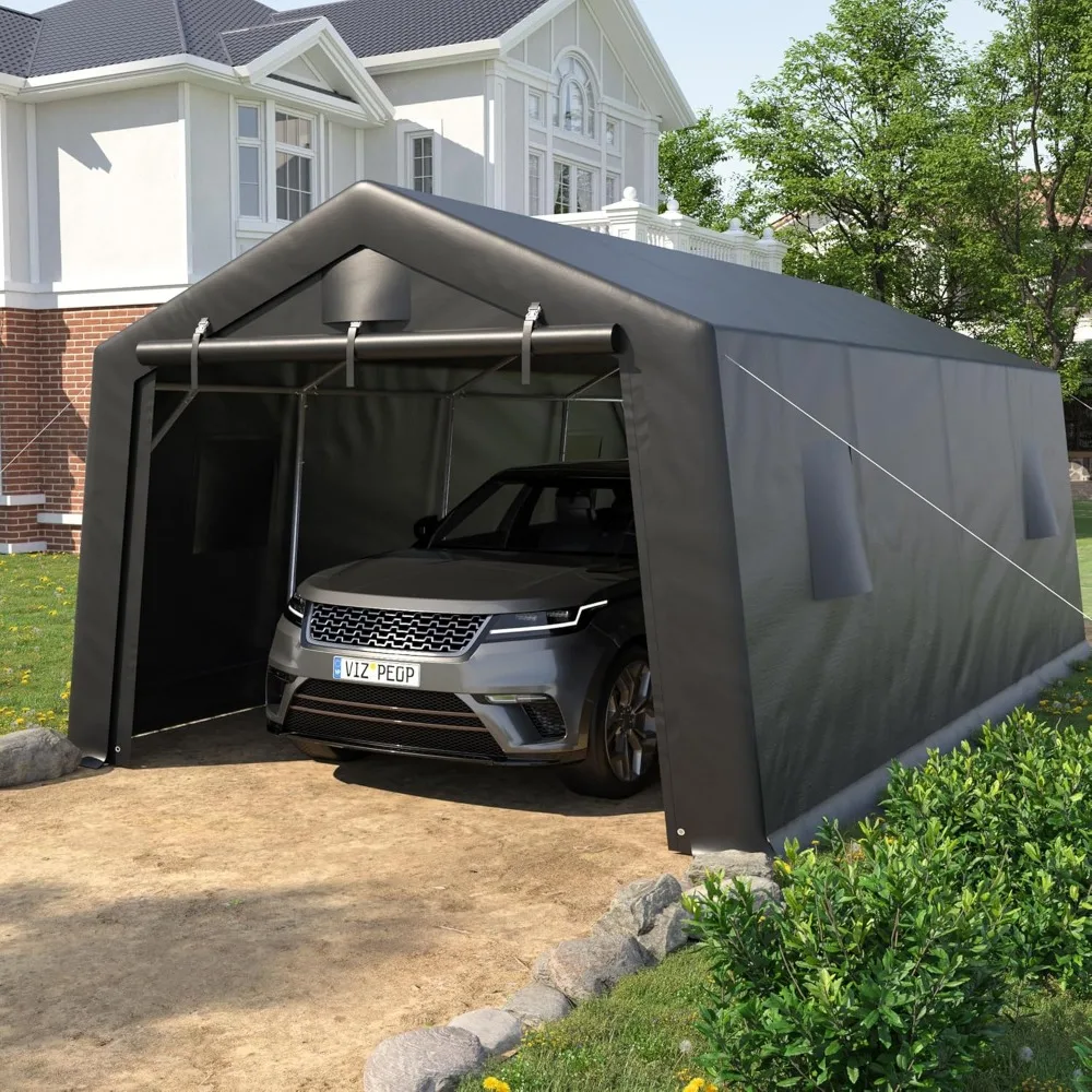 

12'×20' Heavy Duty Carport,Car Canopy Portable Garage with Roll-up Zipper Door,Thick Shelter Storage Canopy Tent