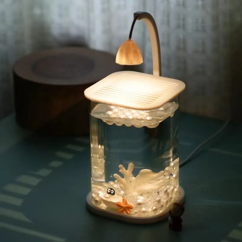 Creative Douyu ecological fish tank suitable for small landscaping desktop viewing night light decorative glass tank