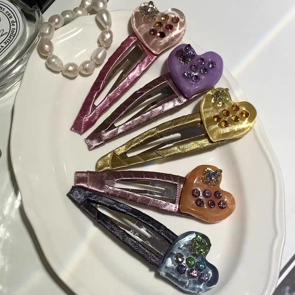 

Retro Love Acetate Hairpin Butterfly Bangs Clip Rhinestones Hairpin BB Clip Headwear Heart Hair Clip Daily