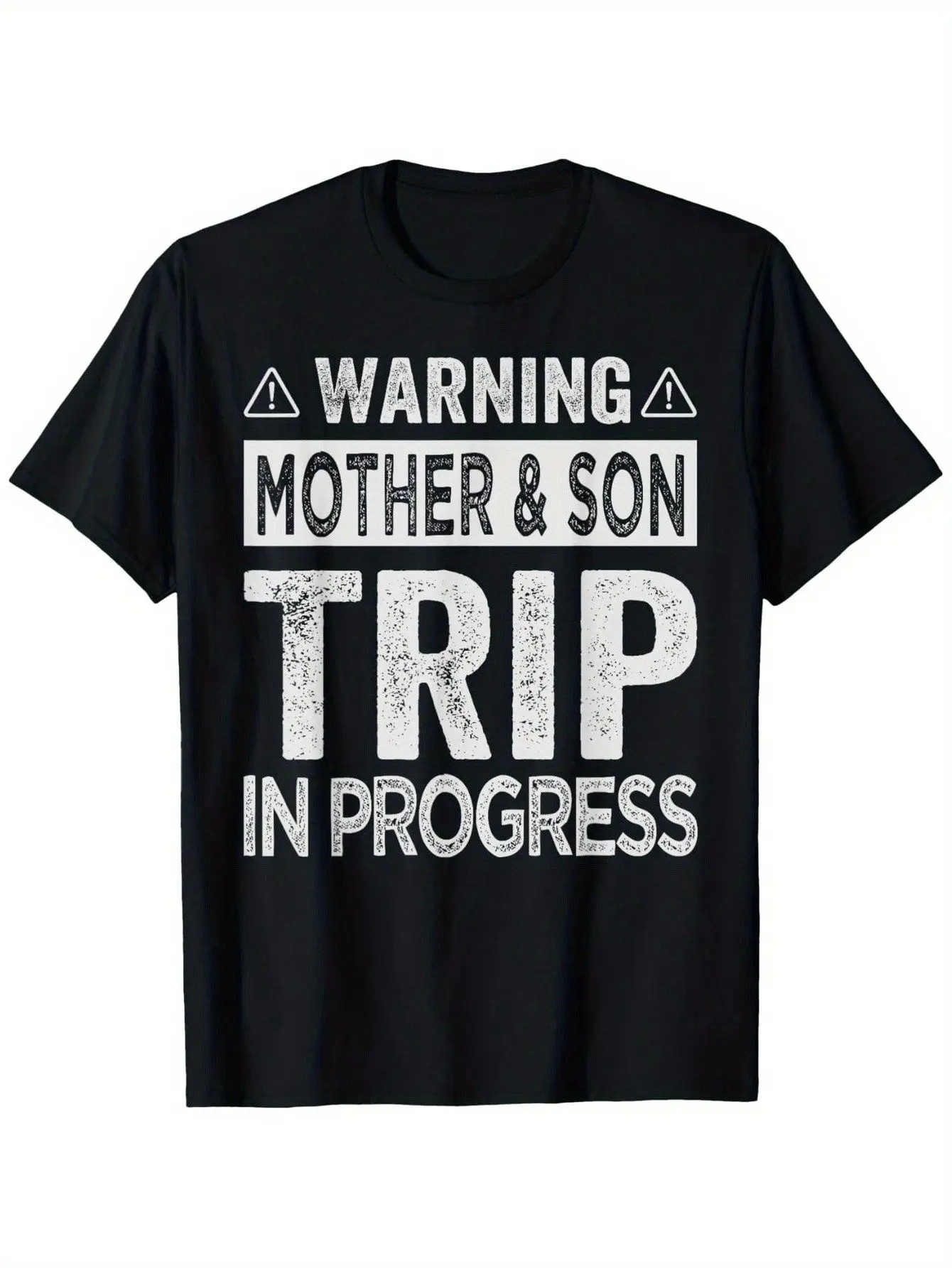 

Warning Mother Son Trip in Progress Trip with Mom T-Shirt Comfortable Outdoor Casual Top Casual Summer Wear Crew Neck T-Shirt