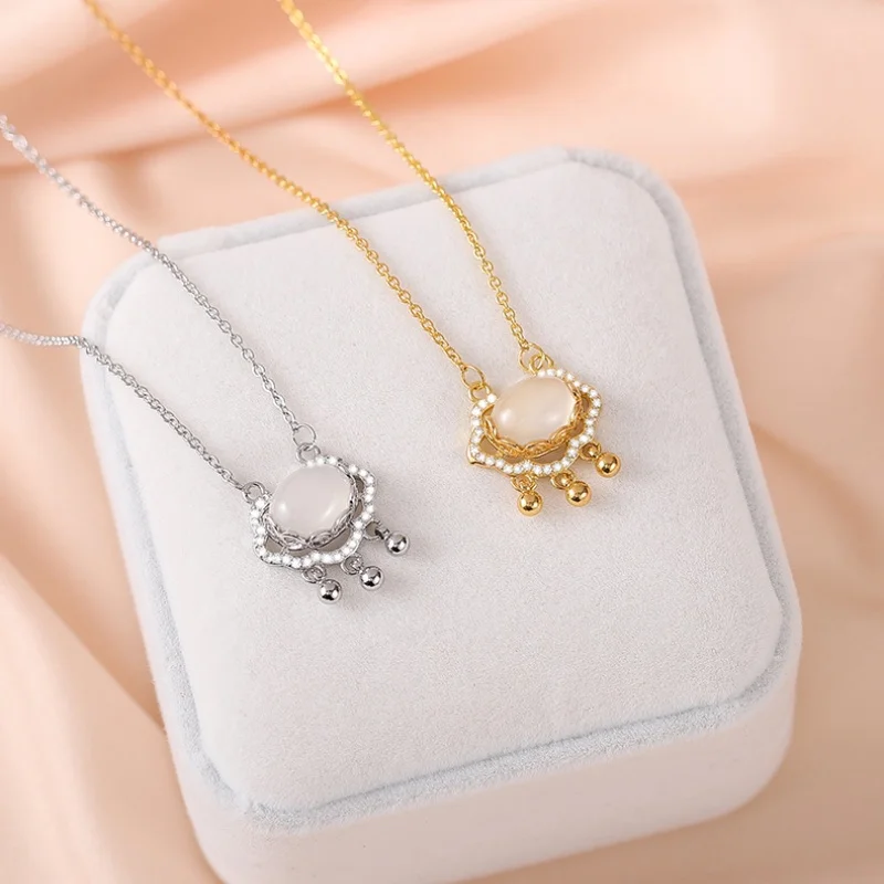 

Exquisite Chinese style Ruyi Ping An longevity lock pendant S925 sterling silver necklace