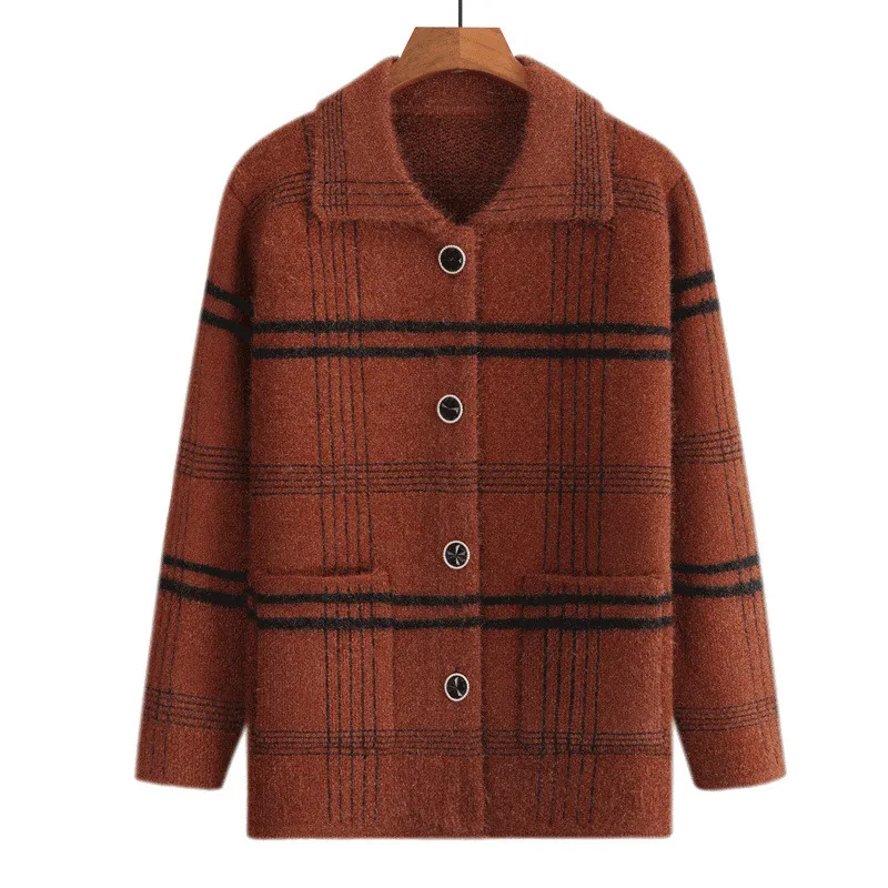 

Thick Middle Aged Elderly Mother Autumn Winter Sweaters Female Clothing Long Sleeved Tops Knitted Warm Cardigan For Women Jacket