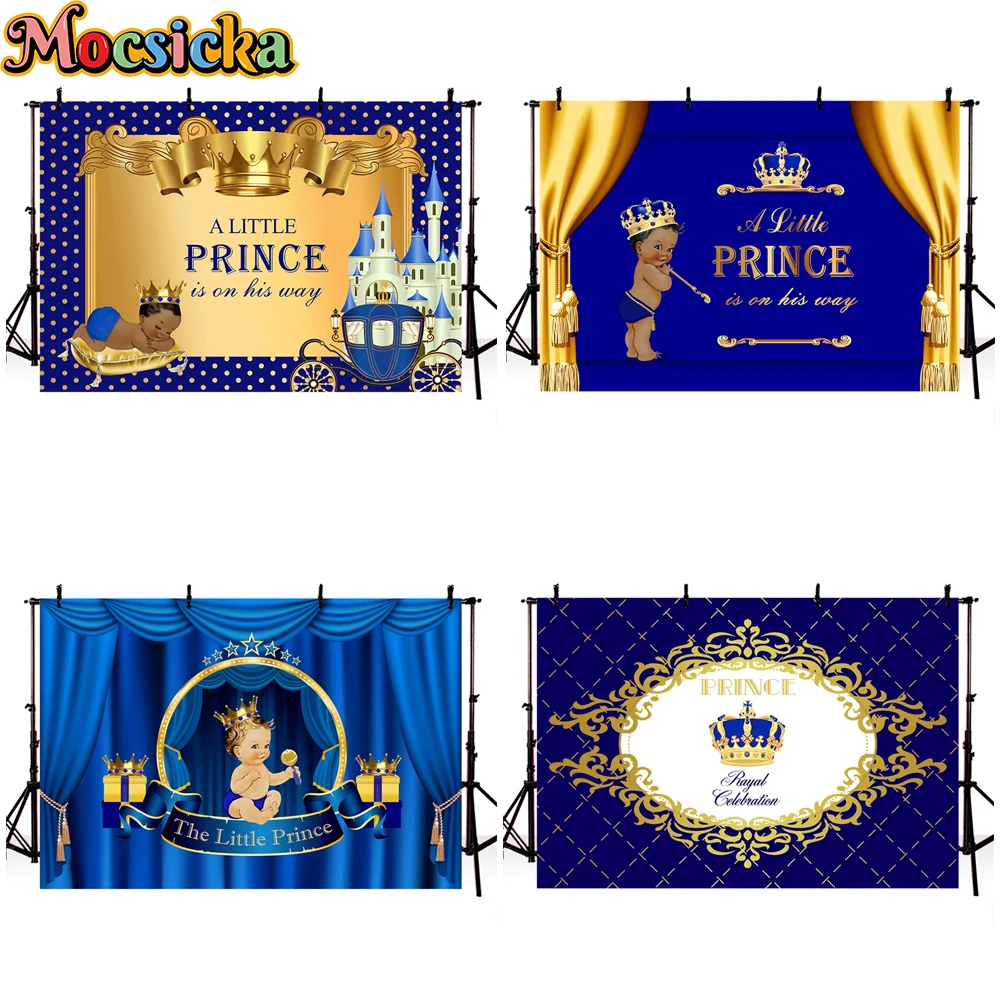 

Mocsicka Royal Prince Photography Background Crown Birthday Party Decoration Newborn Baby Shower Boy Photo Backdrop Shoot Banner