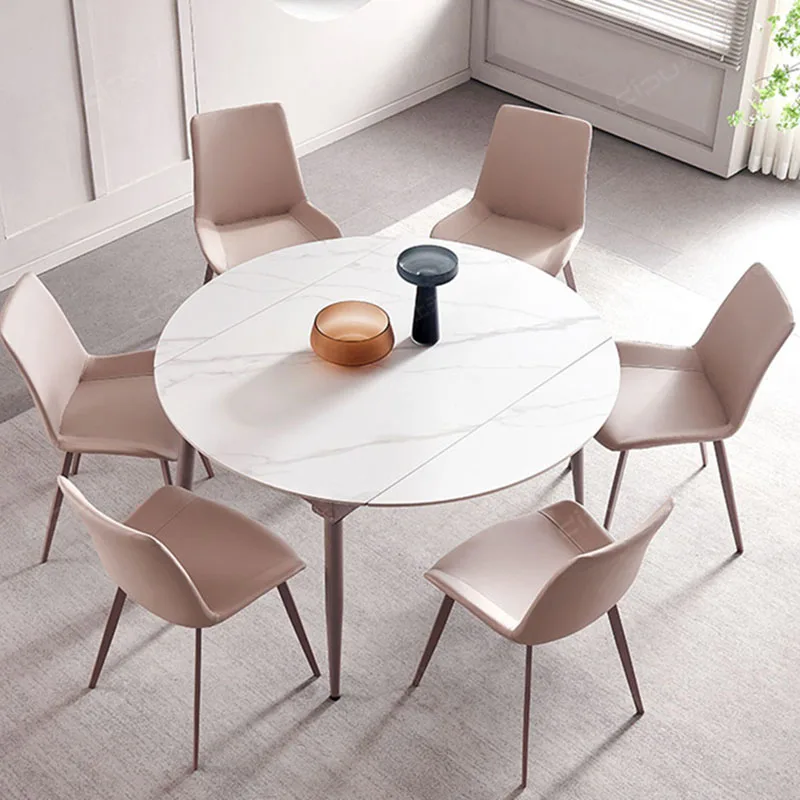 Portable Folding Dining Table Round Waterproof Kitchen Extendable Dining Table Elegant Modern Table Pliante Home Furniture
