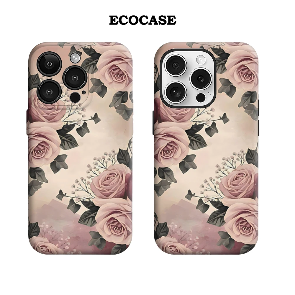 

Vintage Rose Bouquet Phone Case for iPhone 17 16 15 14 13 12 11 Pro Max Air Plus Luxury Double-layer Back Cover