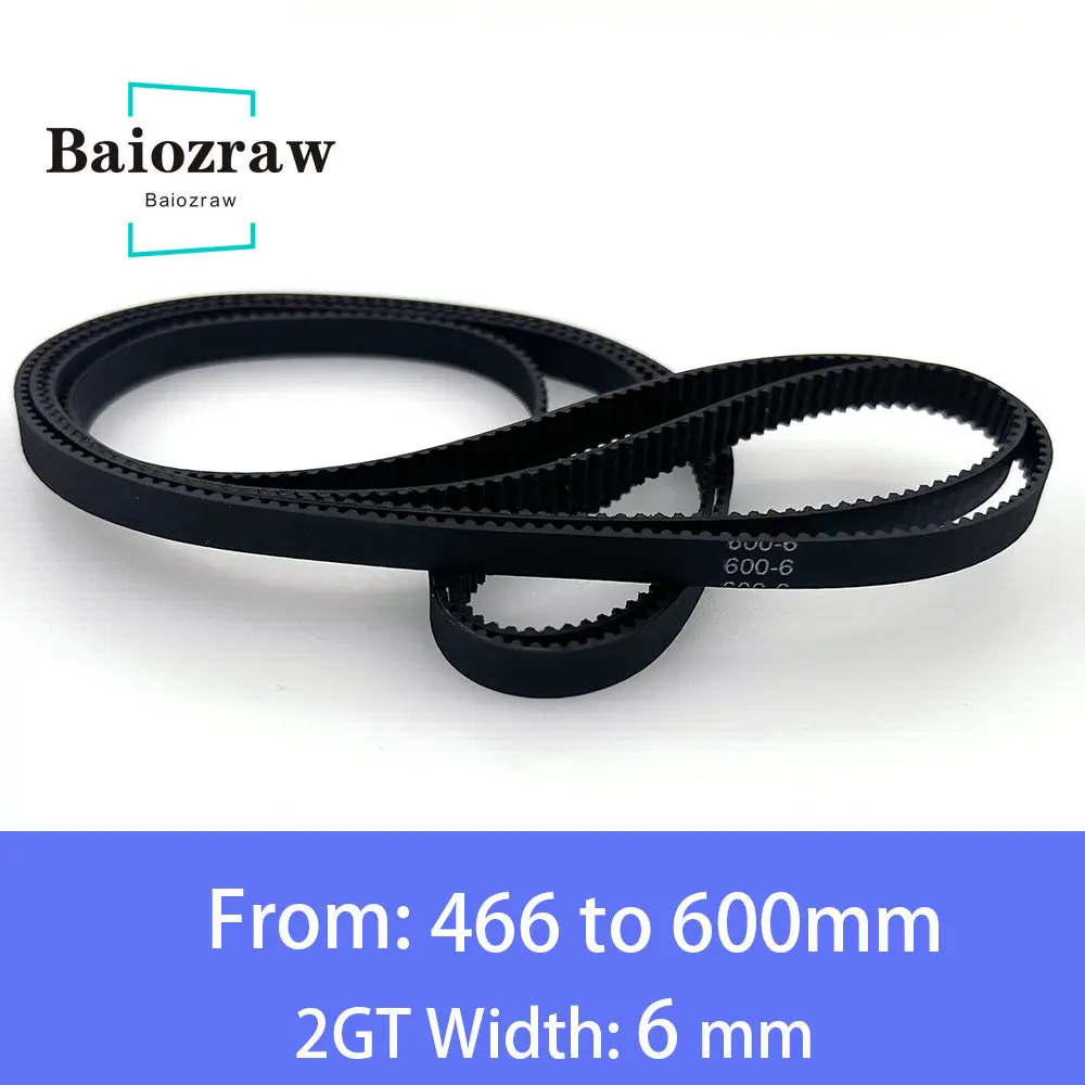 3D Printer Parts GT2 6mm Closed Loop Rubber Timing Belt 466 468 480 484 488 494 500 520 524 528 540 550 570 586 600mm 2GT 1pcs