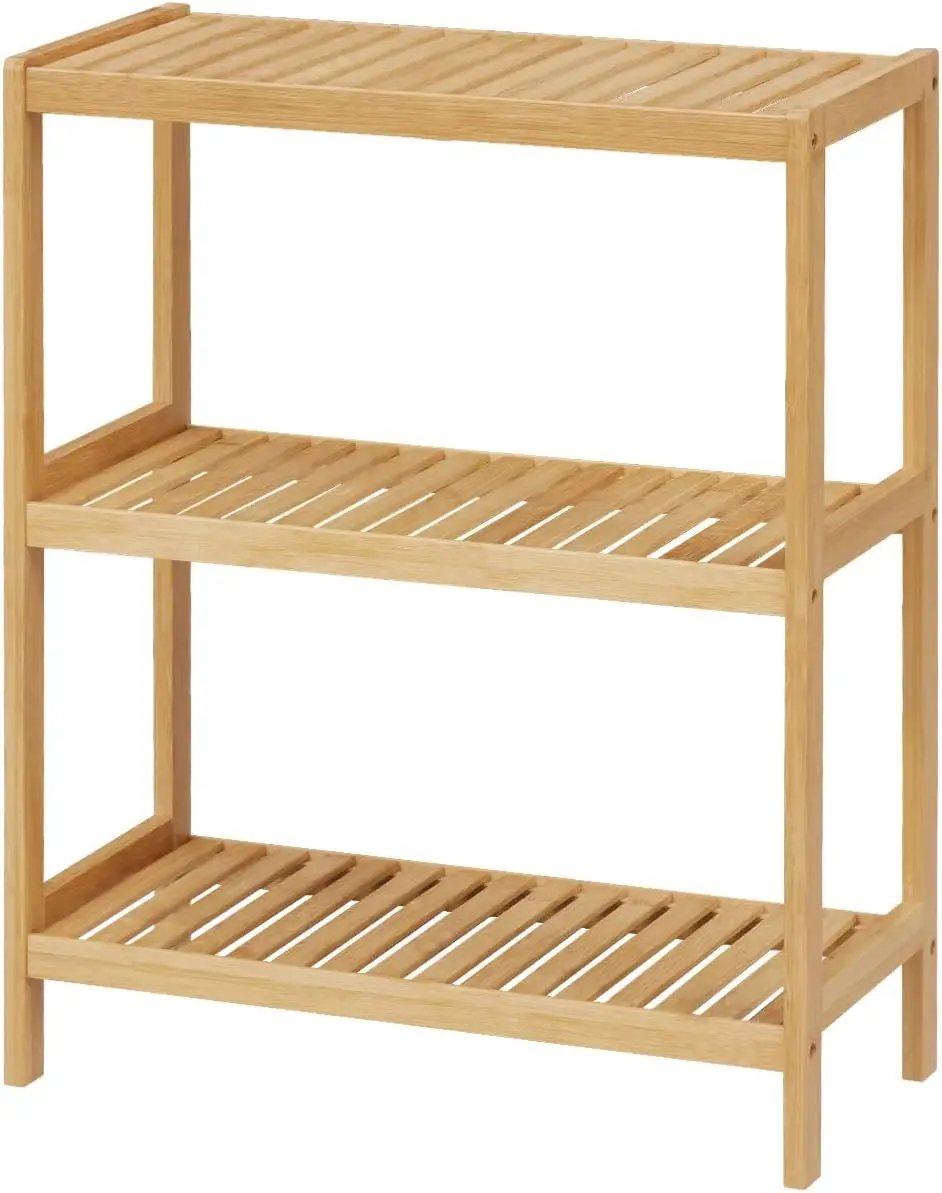 

3-Tier Bamboo Bathroom Shelf, Multifunctional Storage Holder for Kitchen, Living Room, Plant Stand