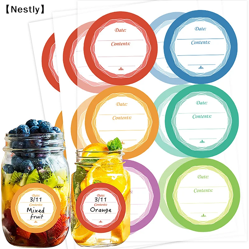 Spice Label Stickers Round Can Labels Stickers For Cans Jar Lids Self-Adhesive Waterproof Stickers Removable Date Label〔Nest〕