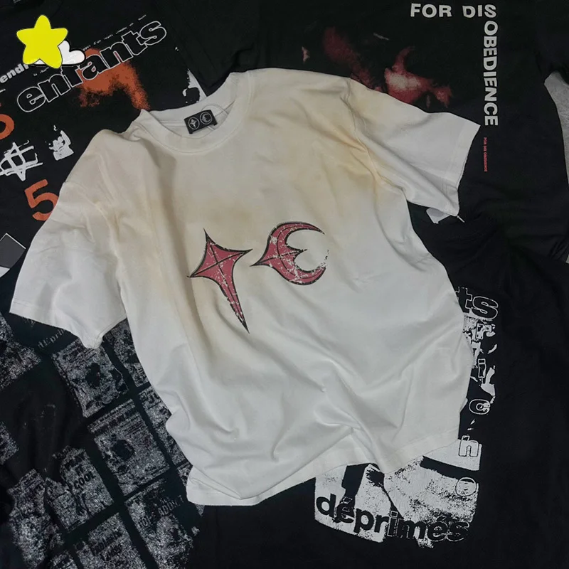 

Hip Hop Vintage Washed Damaged Thug Club T-Shirt Men Women Best Quality Cotton Cracked Lettles Logo Tee Oversized T Shirt