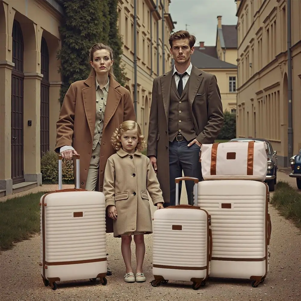 Lightweight 5-Piece White TSA-Lock Hardshell Spinner Luggage Set for Travel