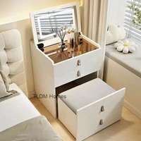 Vanity Desk Set with Flip-top Mirror and Lights Integrated Makeup Table Large Storage for Small Space Compact Dressing Table