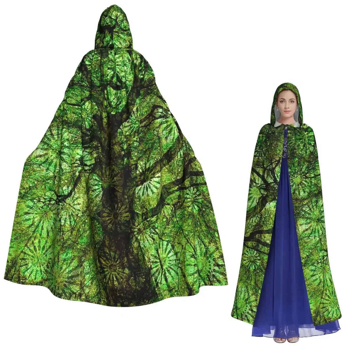 

Волшебное зеленое дерево, длинный плащ с капюшоном, средневековый костюм ведьмы, накидка для косплея, Хэллоуин, вечеринка для взрослых, унисекс