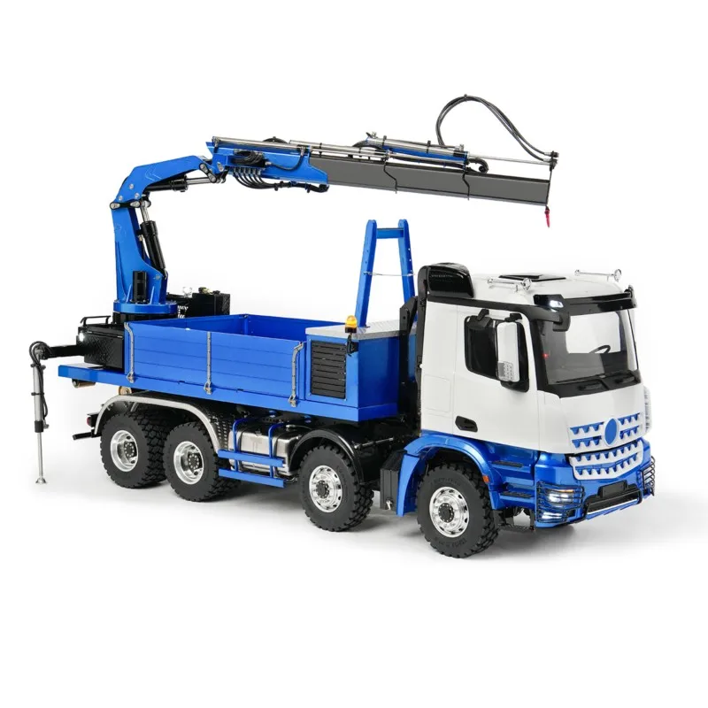 1/14 LESU 2Speed RC Hydraulic Roll On off Dumper Truck Crane Model Metal 8x8 Chassis Electric Tipper 2+7CH Valve Axles Lock Cars