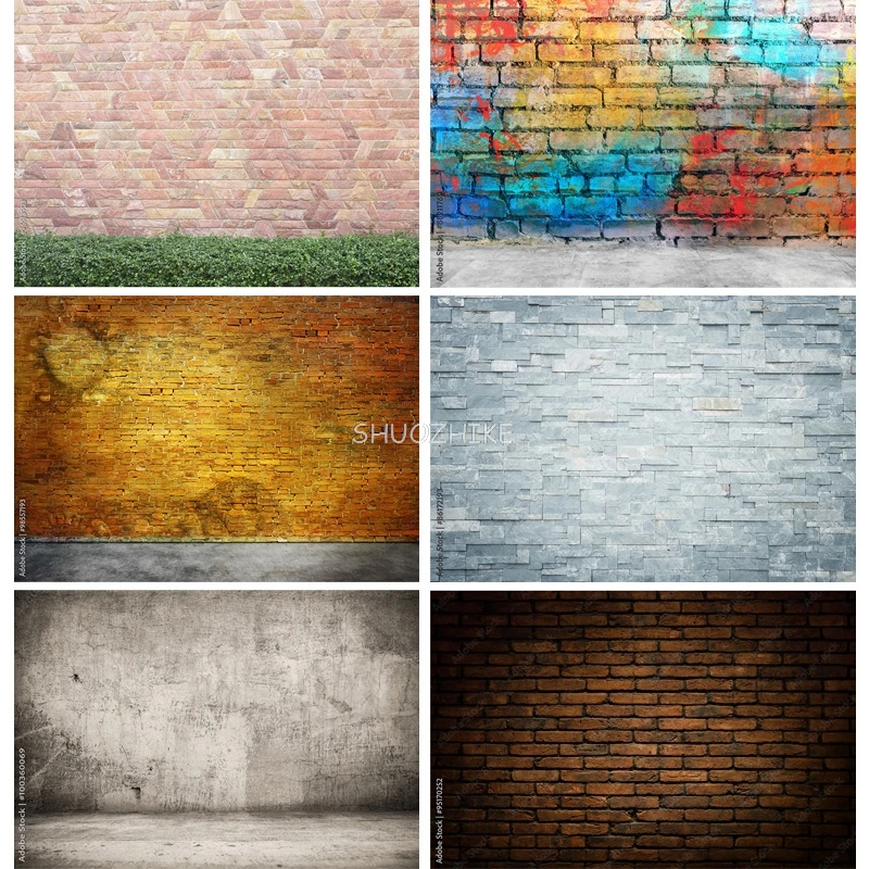 

SHUOZHIKE Thin Cloth Vintage Brick Wall Wooden Floor Photography Backdrops Graffiti Photo Background Studio Prop DCR-04