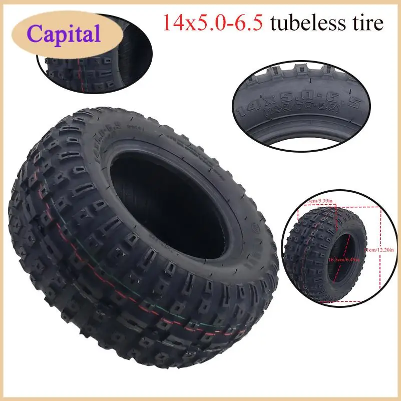 

14x5.0-6.5 Tubeless Tire 130/70-6.5 TUOVT Off-raod Wear-resistant Tyre for Electric Scooter Pneumatic Wheel Accessories
