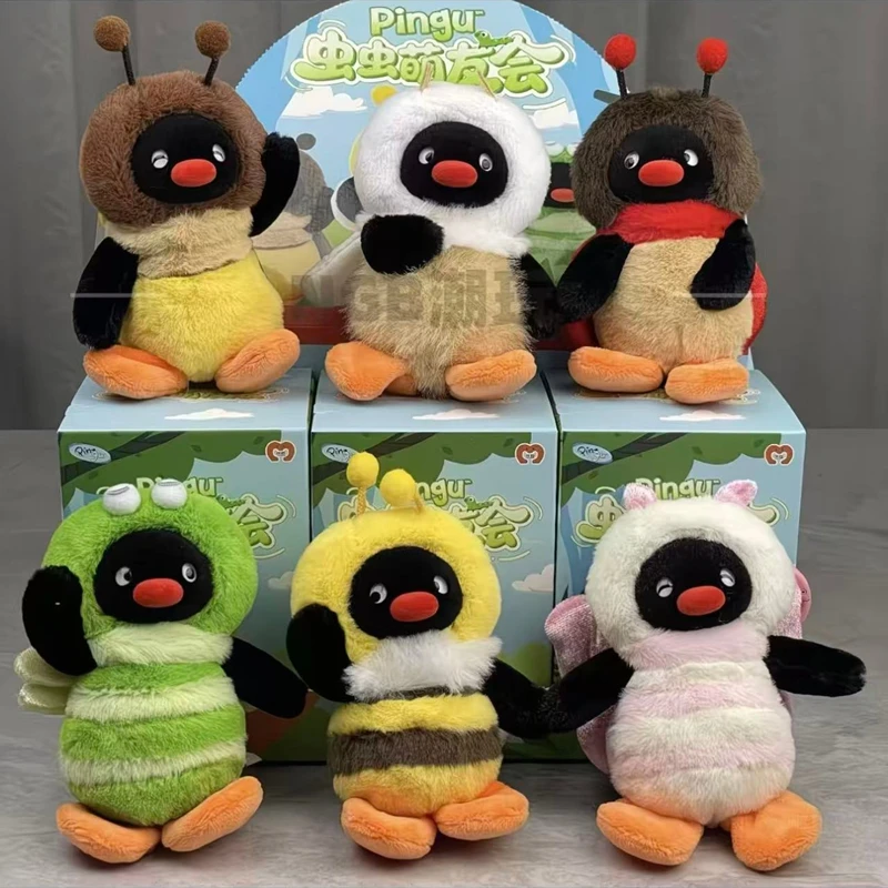 

Genuine Pingu Bugs Friends Series Blind Box Pingu Keychain Anime Figure Bugs Friends Mystery Box Model Hanging Ornament Gift