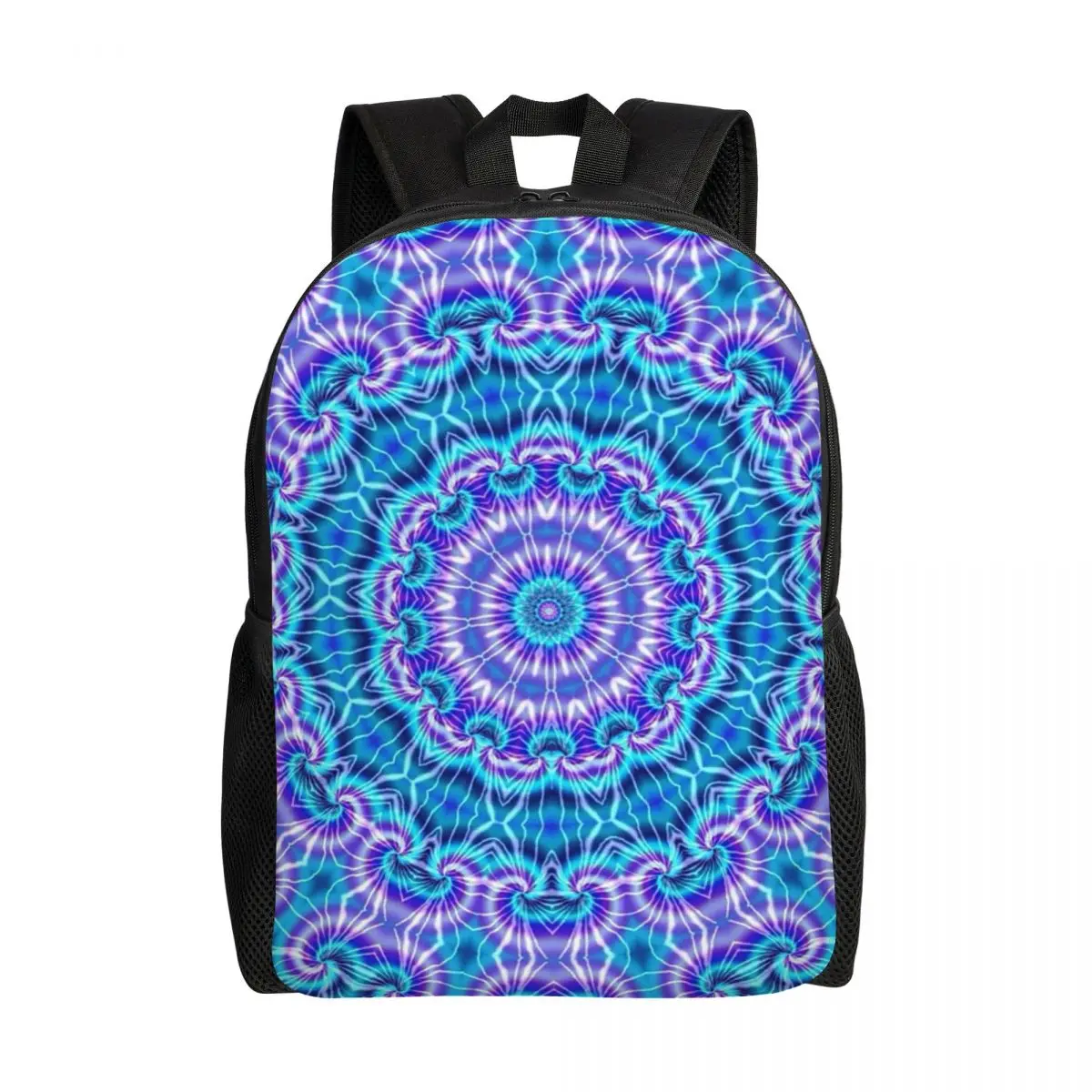 

Custom Purple Circle Tie Dye Backpacks Men Women Fashion Bookbag for School College Traditional Dyeing Art Bags