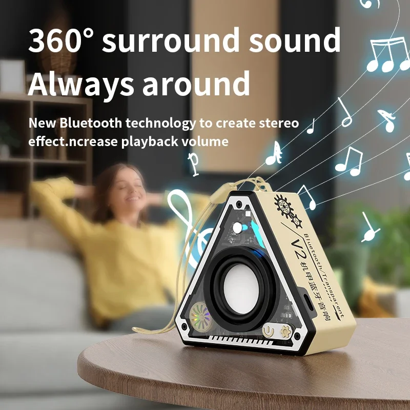 V2 Mini Atmosphere Night Lights For Wireless Bluetooth Speaker Subwoofer HiFi Surround Sound Outdoor Home Portable Music Player