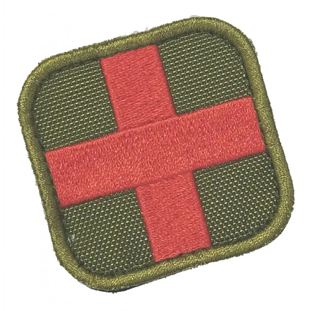 2 x 2inch Embroidery Sew On Hook & Loop Medic First Aid Red Cross Patches