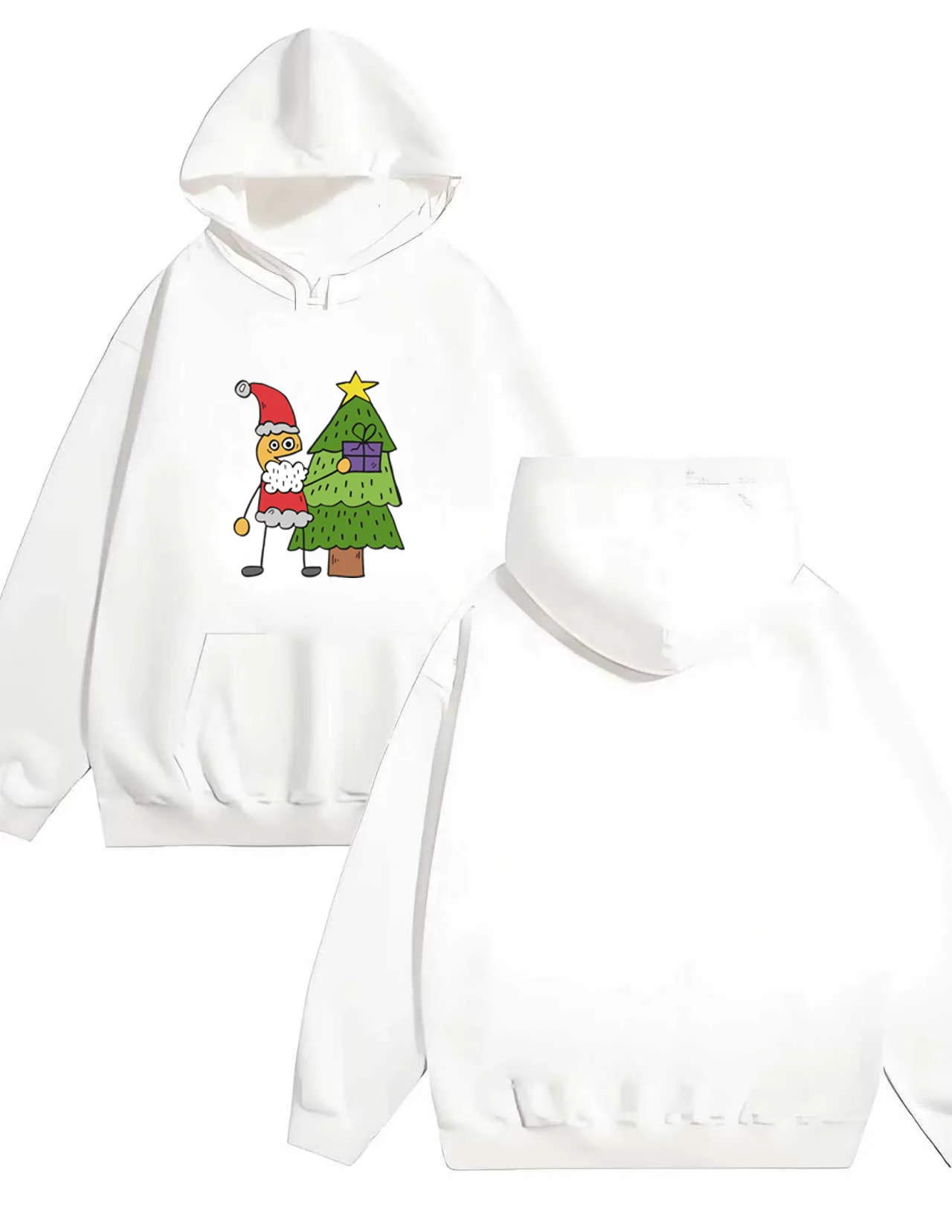 Sweat-shirt à capuche ample et robuste pour hommes et femmes, 330G, avec imprimés de style noël, nouvelle collection 2025