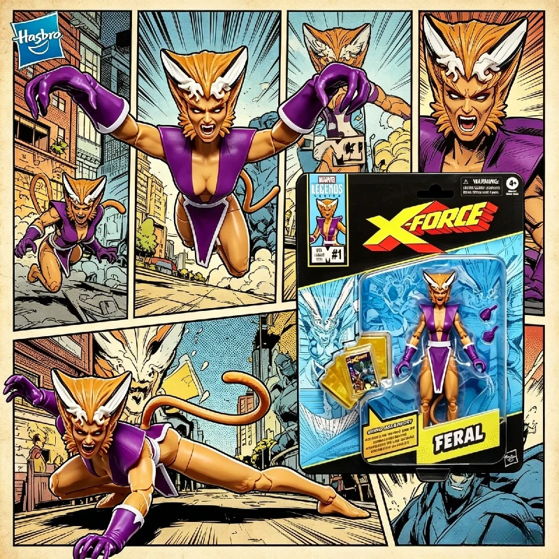 

В НАЛИЧИИ: Коллекционная подвижная фигурка Hasbro X-Force 1991 Vintage Comic Feral X-Men, оригинальная модель из фильма, игрушка в подарок