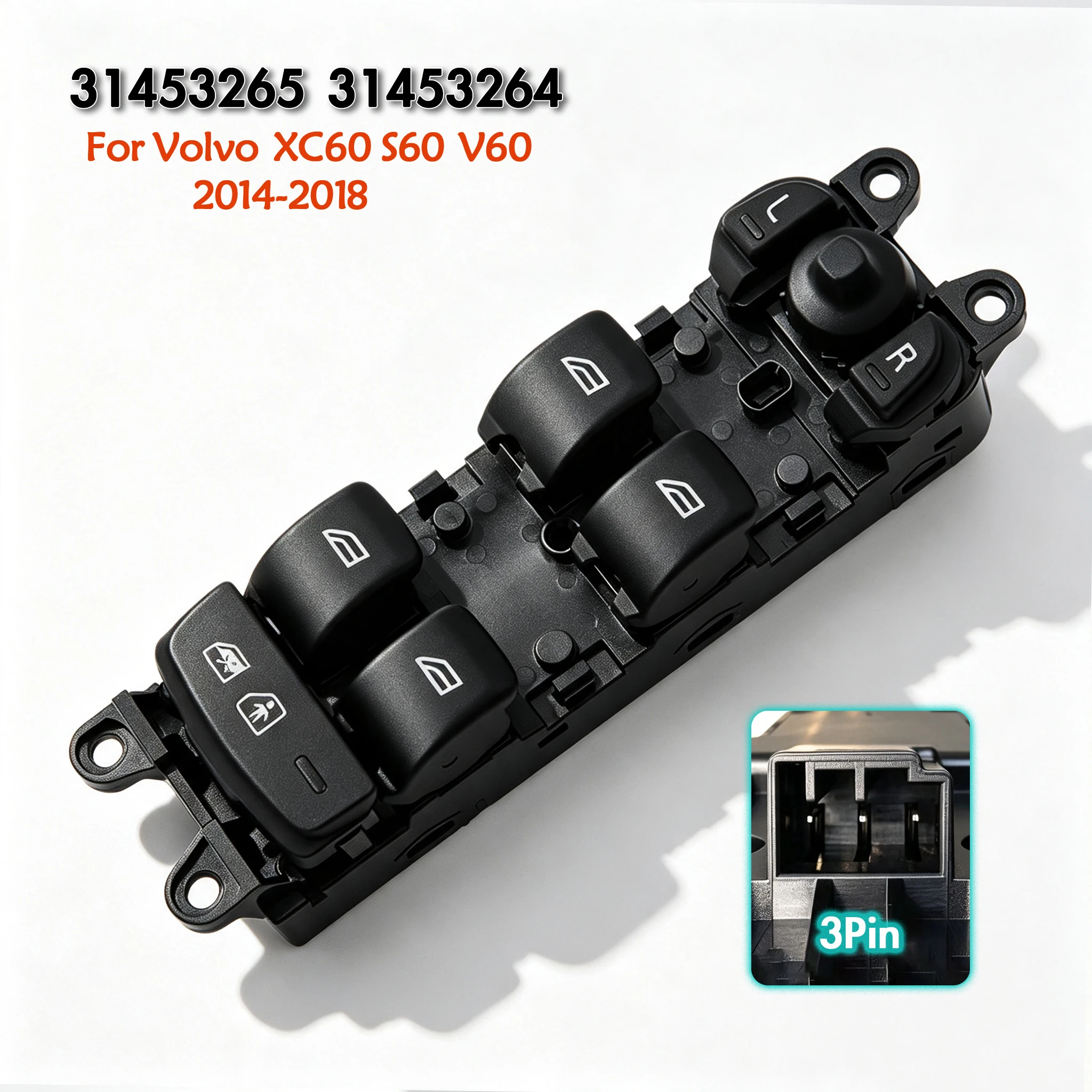 31453265 31453264 For Volvo XC60 S60 V60 2009-2018,Front Left Electric Master Power Window Switch Glass Lifter Control Button
