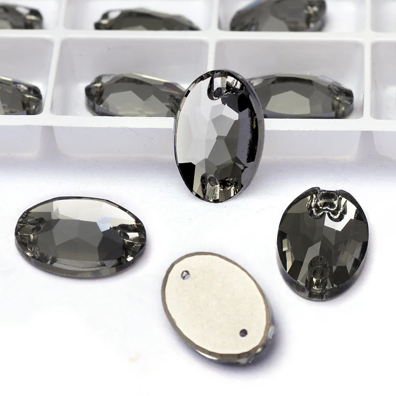 Pubrilex Ovale Aufnähsteine Flache Rückseite Bastel-Strass Nähkristall mit Kantenabschrägung für Kleidung und Accessoires – Detail 12