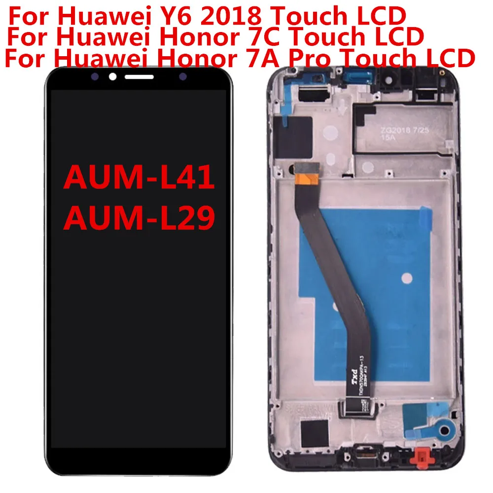 5.7\'\' For Huawei Y6 2018 LCD Display Touch Screen Digitizer For Huawei Y6 Prime 2018 LCD ATU L11 L21 L22 LX1 LX3 L31 L42 Screen