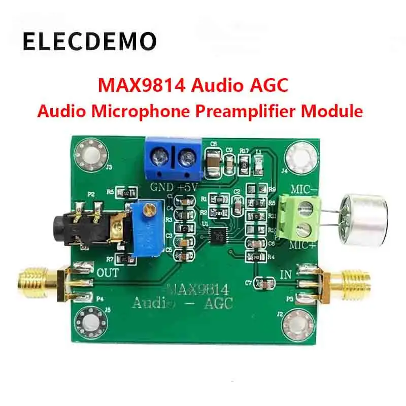 Electret Mic AGC Amplifier Module, Auto Gain Control Audio Preamp Board, 3.3V-5V Low Noise High Sensitivity Pickup DIY MAX9814
