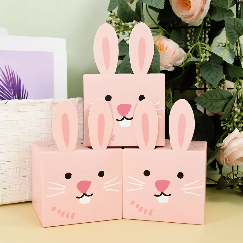 5 Stücke Nette Osterhase Pralinenschachtel Kaninchen Ohr Schokolade Keks Geschenke Verpackungsboxen 2025 Frohe Ostern Party Dekoration Lieferungen