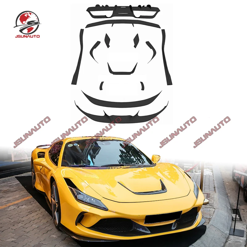 High Quality Carbon Fiber Body Kit For Ferrari F8 Front Bumper Rear Diffuser Spoiler For F8 Carbon FIber Rear Spoiler Side SKirt