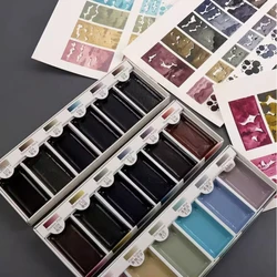 Japan MOYUNTANG Solid Watercolour 6 Colors Set Ink Painting Ink Nail Watercolour Large Plate Drawing Acuarelas Art Supplies