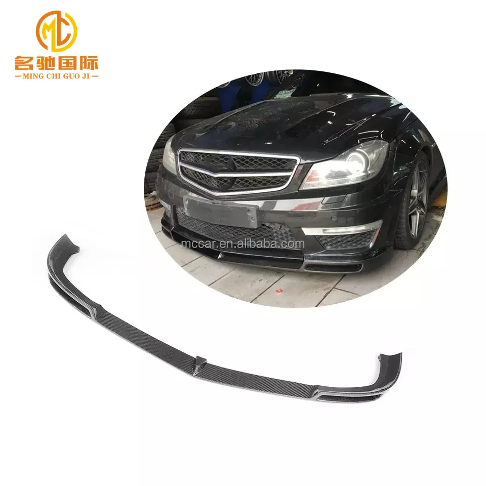 2012 - 2014 Black Carbon Fiber W204 C204 Front Lip Cover For Mercedes-benz C-class W204 C204 Amg C63 Bumper Front Lip