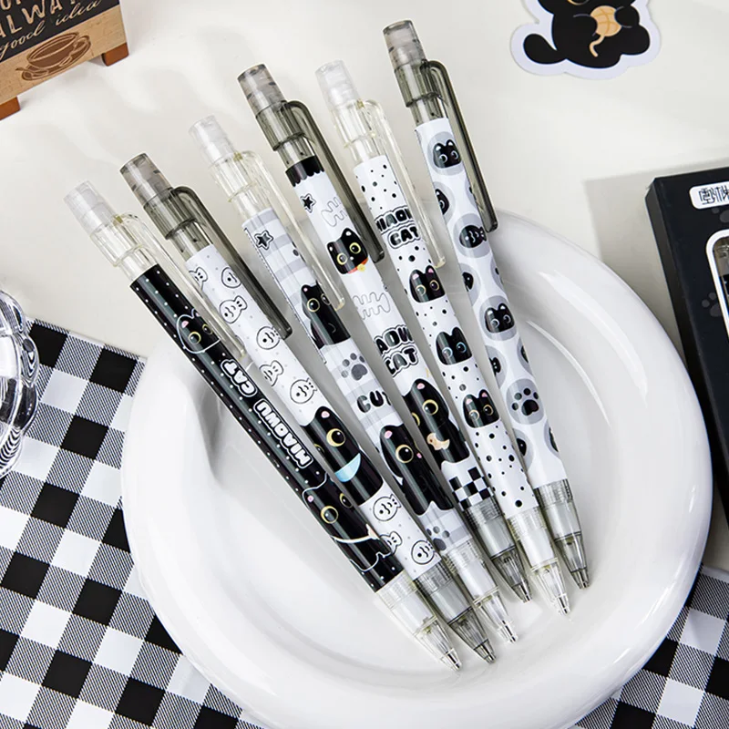 Mechanical Pencils 0.5mm for Writing & Drawing, Cute Cat Design, Ideal for Office & School Use, Multicolor Set of 6