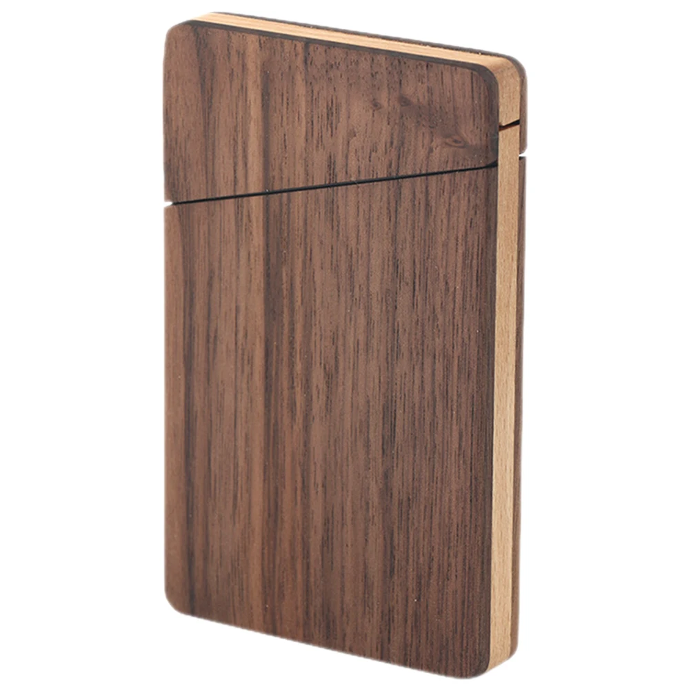 

Wooden Business Card Holder Black Walnut Thin Design Large Capacity Portable Card Case for Men Office Accessories Gifts