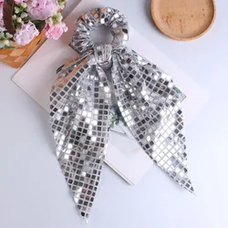 1Pcs Sequin Disco Ball Ribbon Hair Ties Hair Band for Girl 70s Music Disco Theme Birthday Bachelorette Wedding Party Decoration