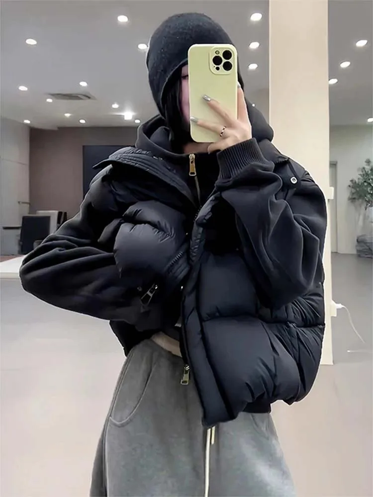 여성용 티엔드 다운 코튼 베스트 겨울 패션 스탠드 칼라 자켓 한국 스타일 루즈핏 컬러 따뜻한 아우터웨어