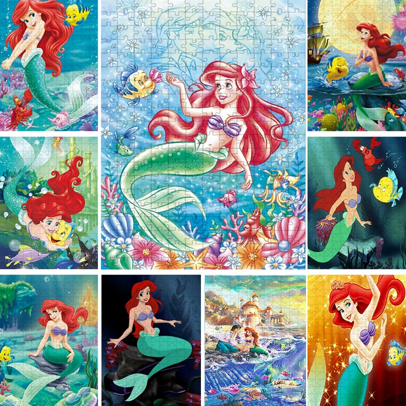 

The Little Mermaid Jigsaw Puzzle Disney Ariel Princess Paper Puzzles Diy Girl Hobby Cartoon Handmade Artwork Adult Leisure Toys