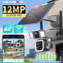 LS VISION 4G&WIFI Solar Security Camera Outdoor 10X Zoom Dual Lens Screen  Wireless Cameras 2K/4MP  PTZ Cam Human Tracking CCTV
