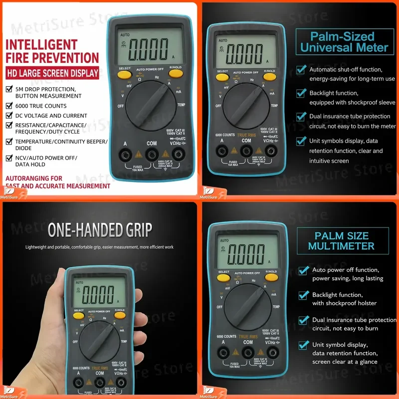 Digital Multimeter Capacitance Meter Frequency Tester LCR Meter Portable Handheld Auto Range Digital Display Precision Tool