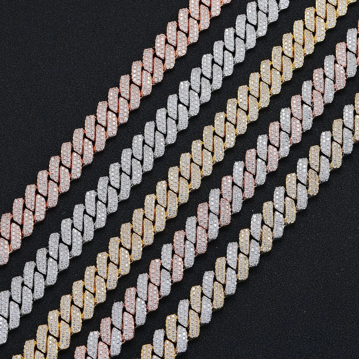 Hip Hop Jewelry 14mm Rhombus Shape Heavy Luxury 18K Real Gold Plated Custom Solid Cuban Miami Cuban Link Chain Necklace For Men