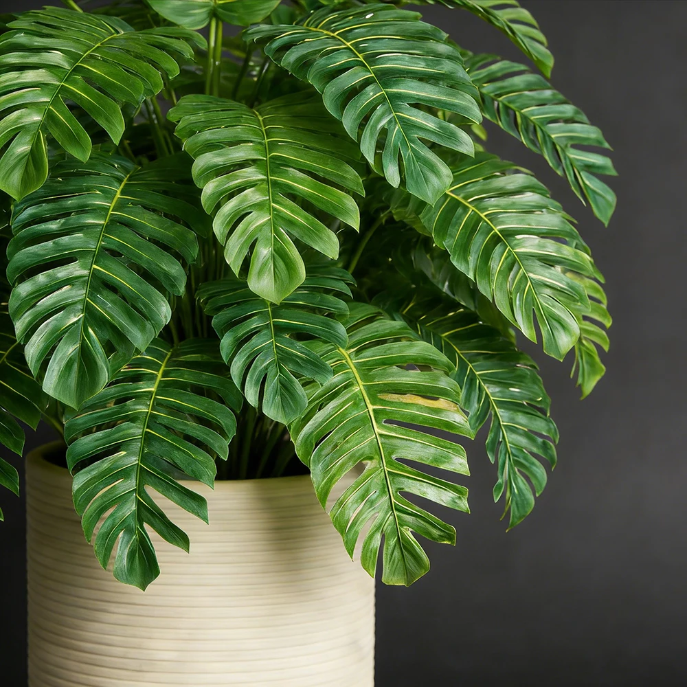 65cm 18枚の葉を持つ人工ヤシの木、偽モンステラの木、プ - Fiddle Leaf Fig のレビューと価格