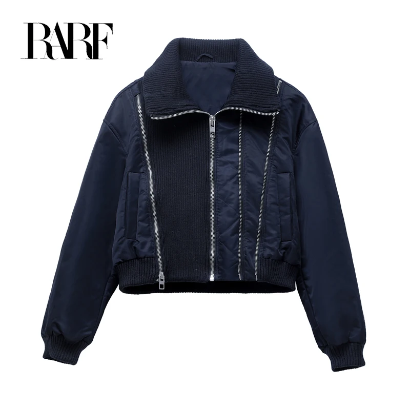 RARF 2024 new women's zipper stitching bomber jacket clip cotton jacket stitching women's top