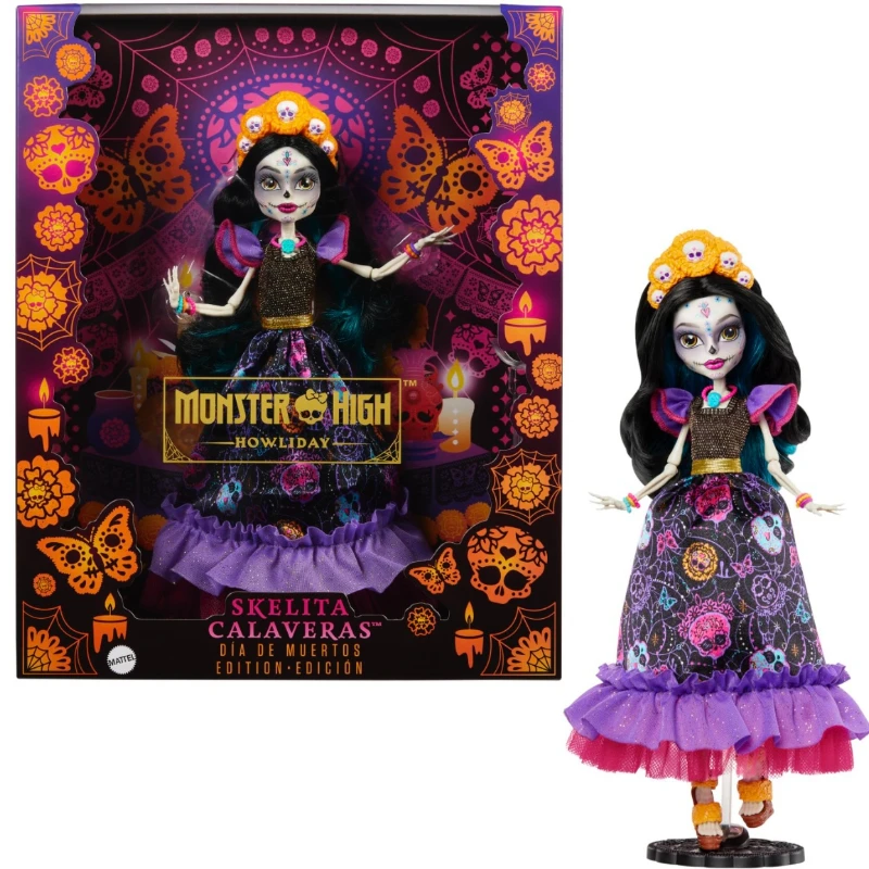 

Original Monster High Doll Skelita Calaveras Dia De Muertos Collectible with Traditional Sugar Skull & Marigold Details Toys