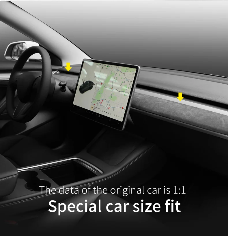 テスラモデル3用装飾ダッシュボード,インテリアトリム,スエードパネル