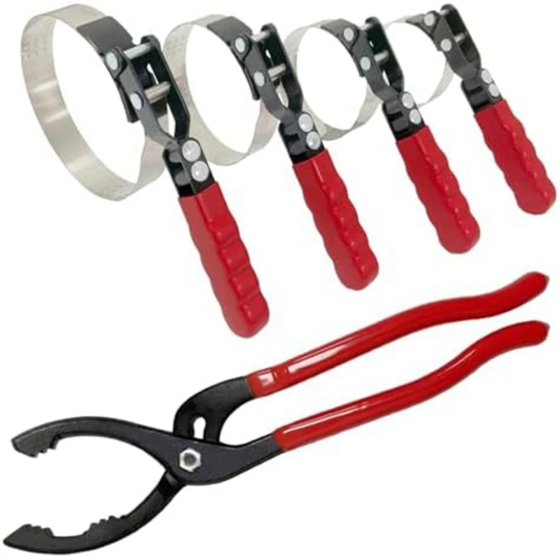 Oil Filter Wrench Set, Oil Filter Swivel Wrench Set 2-3/4 Inch To 5-1/4 Inch, 12Inch Adjustable Oil Filter Pliers